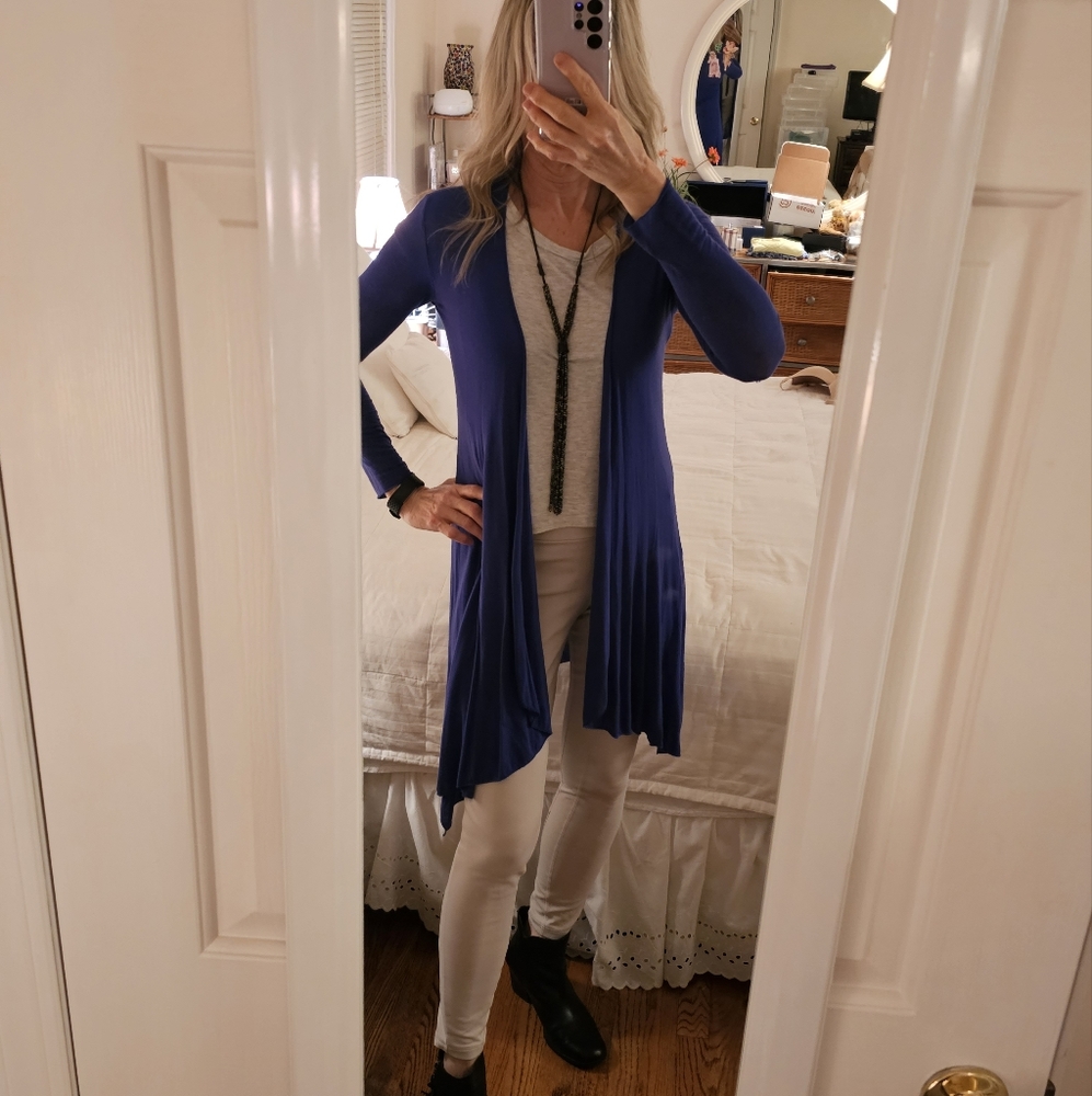 Blue swing sweater / wrap long swing lightweight sweater